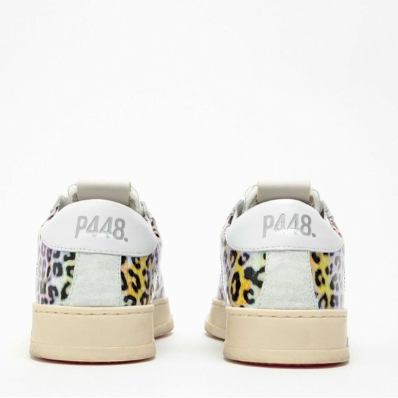 NWB P448 Jack Leopard Print Hologram Low Top Sneakers - Picture 3 of 14